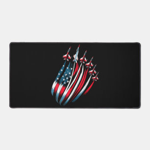 Patriotic USA Flag Fighter Jets Boys 4th of July Desk Mat