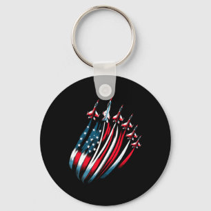 Patriotic Usa Flag Fighter Jets Boys 4th Of July Key Ring