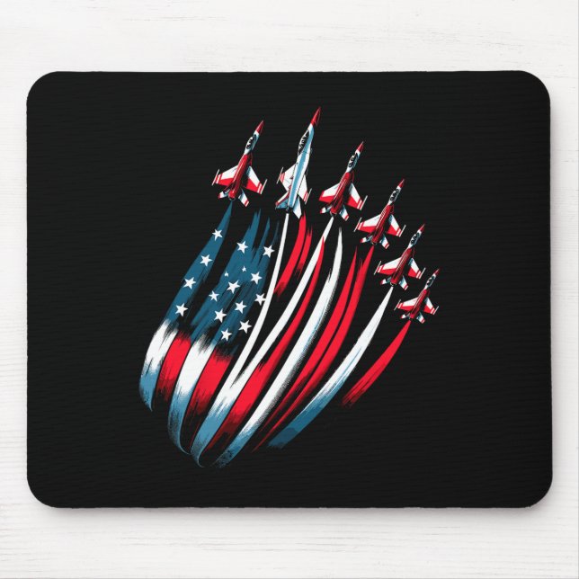 Patriotic Usa Flag Fighter Jets Boys 4th Of July  Mouse Pad (Front)