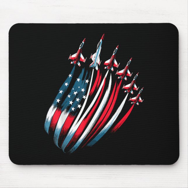 Patriotic USA Flag Fighter Jets Boys 4th of July  Mouse Pad (Front)
