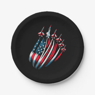 Patriotic USA Flag Fighter Jets Boys 4th of July Paper Plate