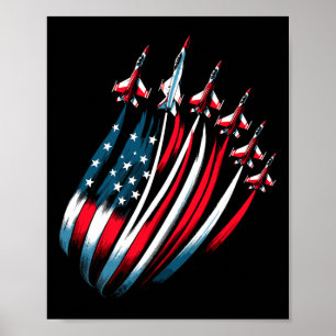 Patriotic Usa Flag Fighter Jets Boys 4th Of July Poster
