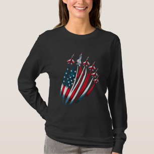 Patriotic USA Flag Fighter Jets Boys 4th of July T-Shirt