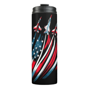 Patriotic USA Flag Fighter Jets Boys 4th of July Thermal Tumbler
