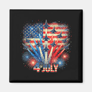 Patriotic Usa Flag Fighter Jets Graphic Art Magnet