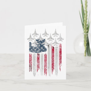 Patriotic Usa Flag Fighter Jets Lover 4th Of July Card