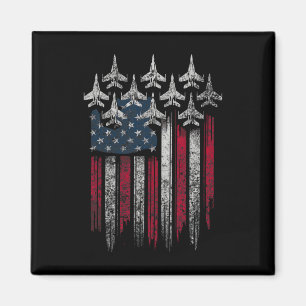 Patriotic Usa Flag Fighter Jets Lover 4th Of July Magnet