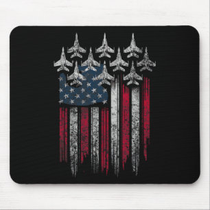 Patriotic Usa Flag Fighter Jets Lover 4th Of July Mouse Pad