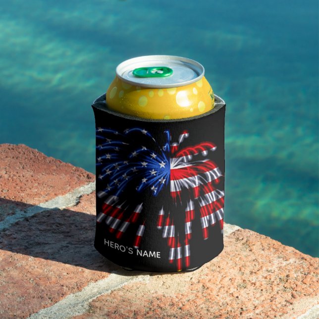 Patriotic USA Flag Fireworks Red Blue Name Cooler (In Situ Pool)