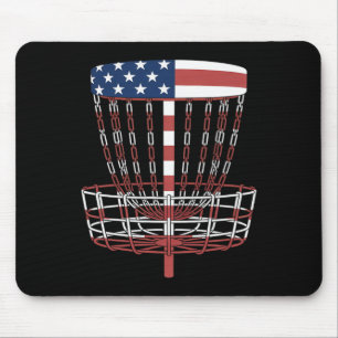 Patriotic Usa Flag Frisbee Golf Player Disc Golf Mouse Pad
