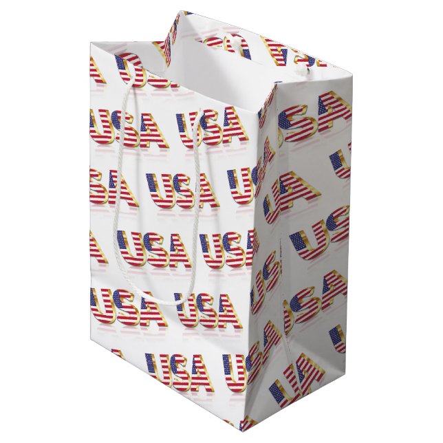 Patriotic USA Flag Gift Bag (Front Angled)