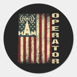 Patriotic Usa Flag Ham Radio Amateur Radio Operato Classic Round Sticker