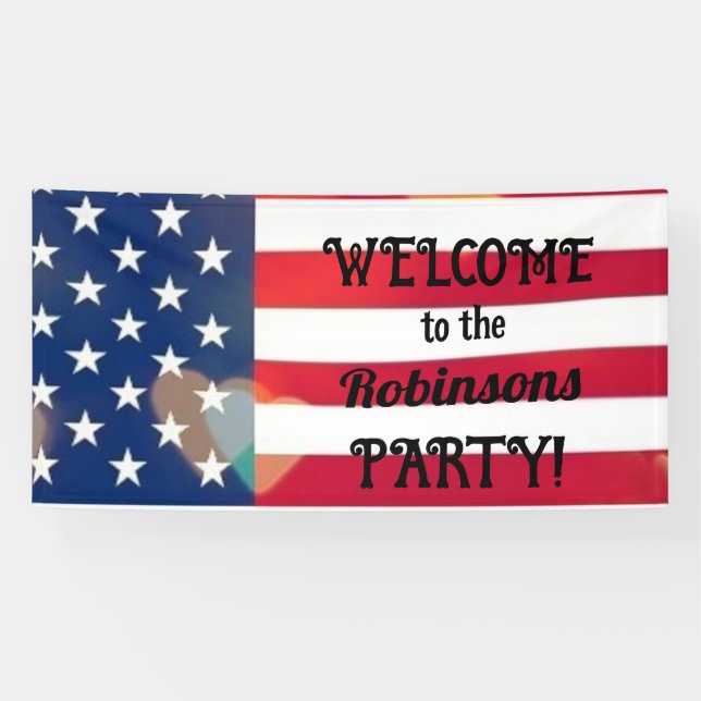Patriotic USA Flag hearts with calligraphy text  Banner (Horizontal)