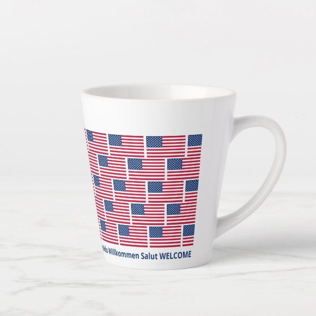 Patriotic USA Flag Hospitality Latte Mug (Right)