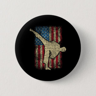 Patriotic Usa Flag Karate Taekwondo Mixed Martial 6 Cm Round Badge