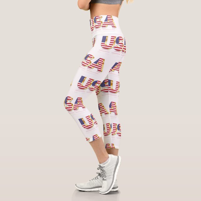 Patriotic USA Flag Leggings (Left)