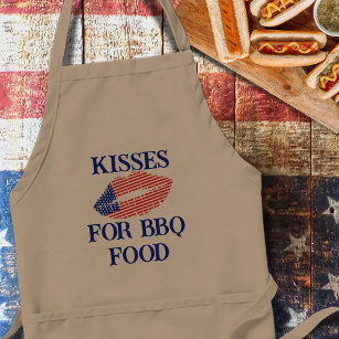 Patriotic USA Flag Lipstick Kisses For BBQ Food Standard Apron