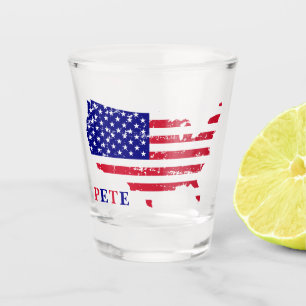 Patriotic USA Flag Map Design with Custom Name Shot Glass