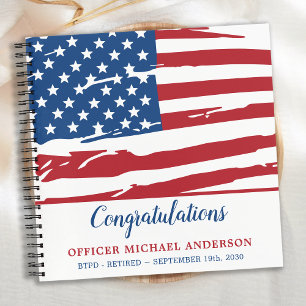 Patriotic USA Flag Police Retirement Guest Book
