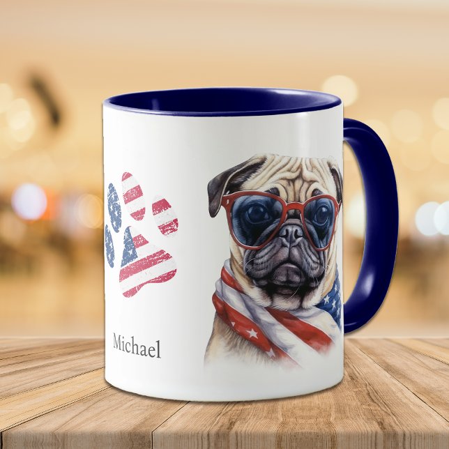 Patriotic USA Flag Pug Dog Mug (Creator Uploaded)