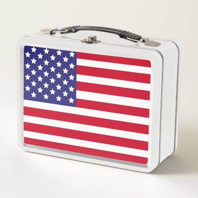 Patriotic USA flag Stars & Stripes American Metal Lunch Box (Front)