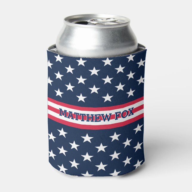 Patriotic USA Flag 🇺🇸 Stars & Stripes  Can Cooler (Can Front)