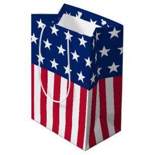 Patriotic USA Flag Stars & Stripes Red white Blue Medium Gift Bag