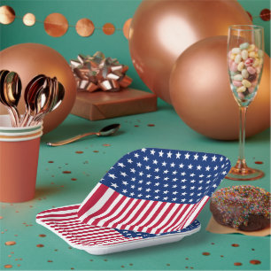 Patriotic USA Flag Stars & Stripes Red white Blue Paper Plate