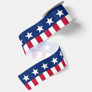 Patriotic USA Flag Stars & Stripes Red white Blue Satin Ribbon