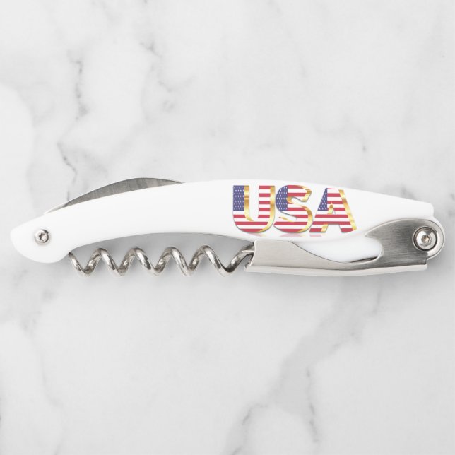 Patriotic USA Flag Waiter's Corkscrew (Back)