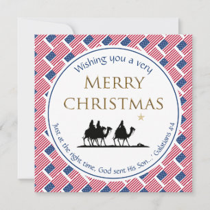 Patriotic USA Flag WISE MEN Christian Christmas Holiday Card