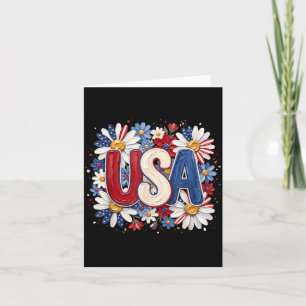 Patriotic Usa Floral 4th Of July Aamericana Art Card