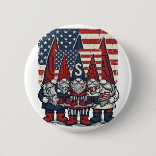 Patriotic USA Gnome Trio Vintage Vector Design_1 6 Cm Round Badge