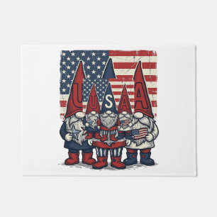Patriotic USA Gnome Trio Vintage Vector Design_1 Doormat