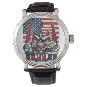 Patriotic USA Gnome Trio Vintage Vector Design_1 Watch