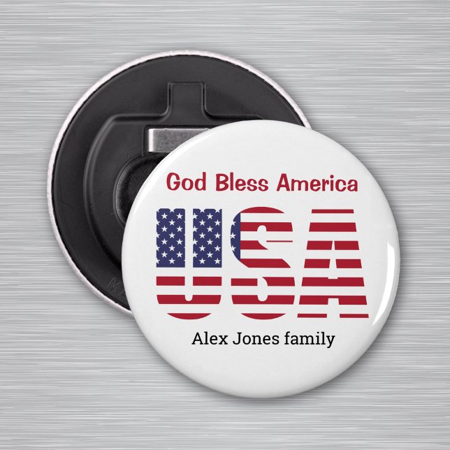 Patriotic USA God Bless America 2.25-in Magnetic Bottle Opener (Creator Uploaded)