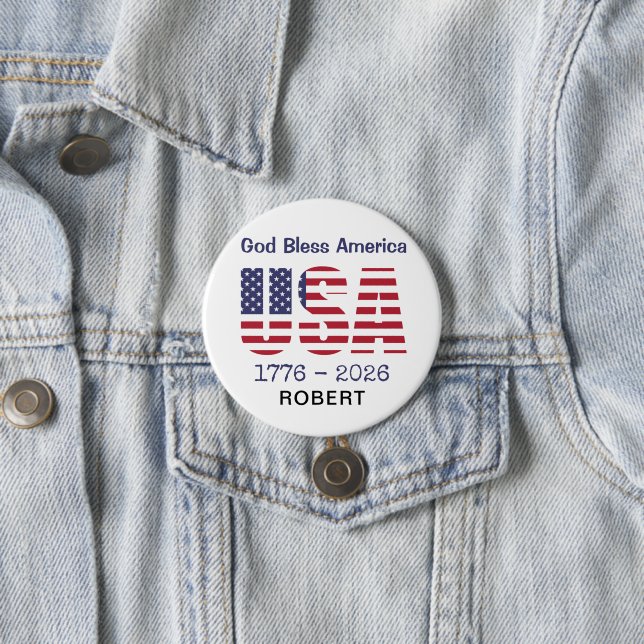 Patriotic USA God Bless America 3-in Round Button (In Situ)
