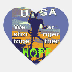 Patriotic USA Hope Graphic Heart Sticker