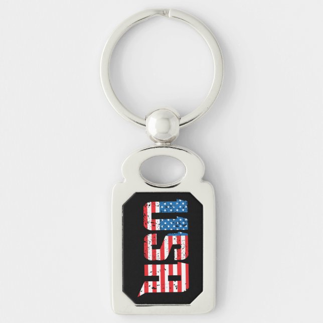 Patriotic USA in Red, White, and Blue Key Ring (Front)