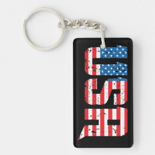 Patriotic USA in Red, White, and Blue Key Ring