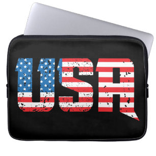Patriotic USA in Red, White, and Blue Laptop Sleeve