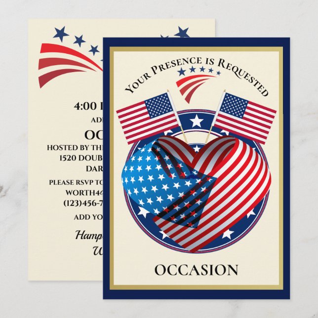 Patriotic USA  Invitation (Front/Back)