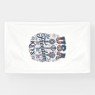 Patriotic USA Let Freedom Keys Vector Shirt Design Banner