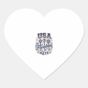 Patriotic USA Let Freedom Keys Vector Shirt Design Heart Sticker