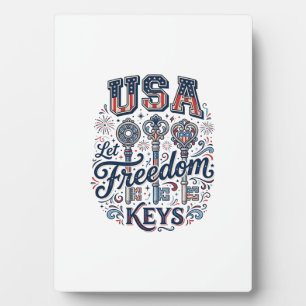 Patriotic USA Let Freedom Keys Vector Shirt Design Plaque