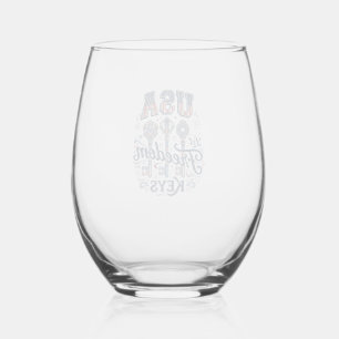 Patriotic USA Let Freedom Keys Vector Shirt Design Stemless Wine Glass