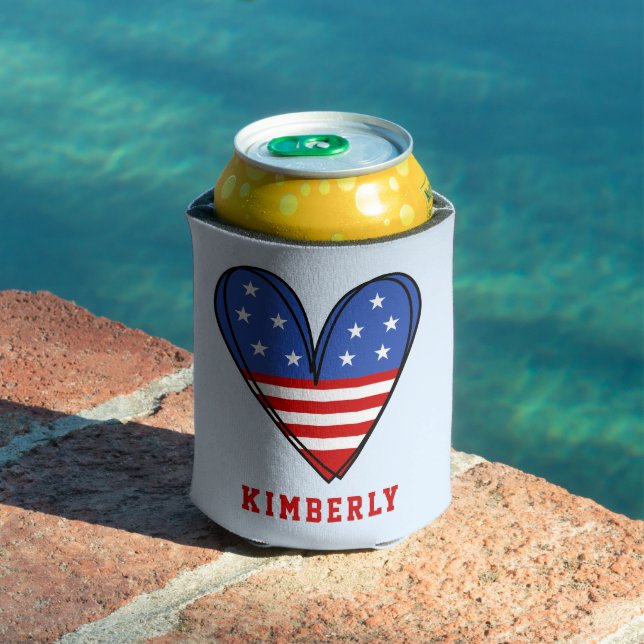 Patriotic USA Love Heart Can Cooler (In Situ Pool)