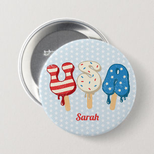 Patriotic USA Love Popsicle  7.5 Cm Round Badge
