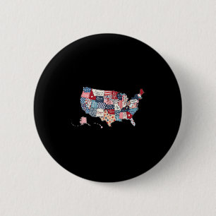 Patriotic Usa Map American Flag Usa Funny Happy 4t 6 Cm Round Badge
