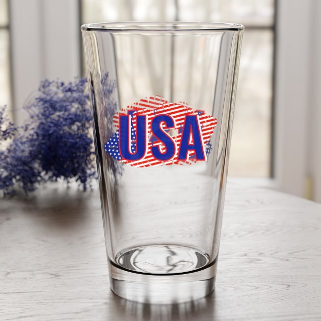Patriotic USA Monogram Lipstick Kiss Glass (Add your initials!)